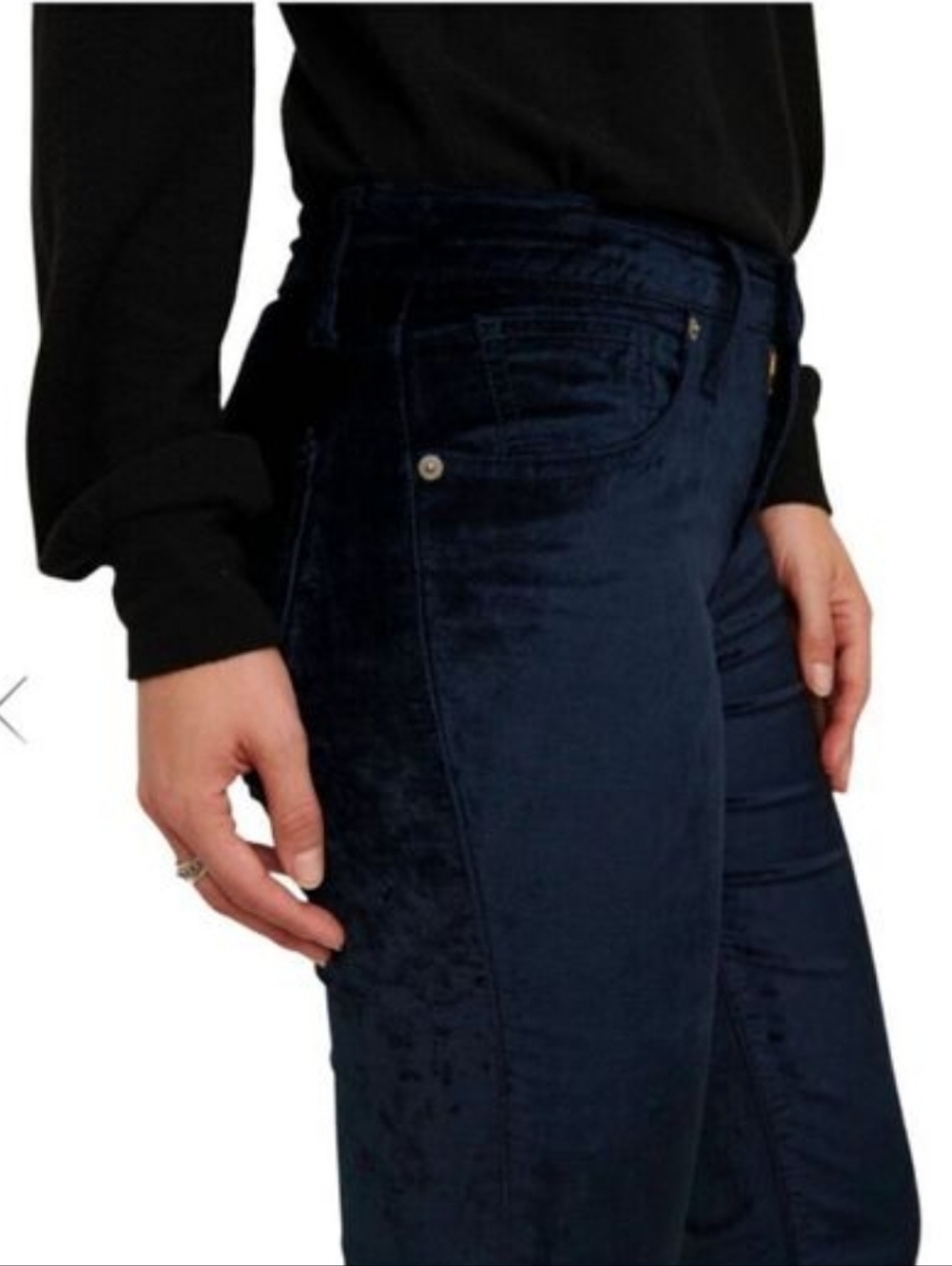 Lucky Brand Navy Velvet Mid Rise Ava Crop Mini Boot jeans Size 10/30